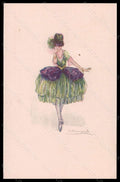 Artist Signed Bompard Fashion Lady Mode Ballerina Carnival serie 606-4 pc VK5978 – fronte