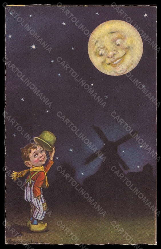 Artist Signed E. Colombo Boy Paper Moon serie 1903-2 postcard VK5996 – fronte