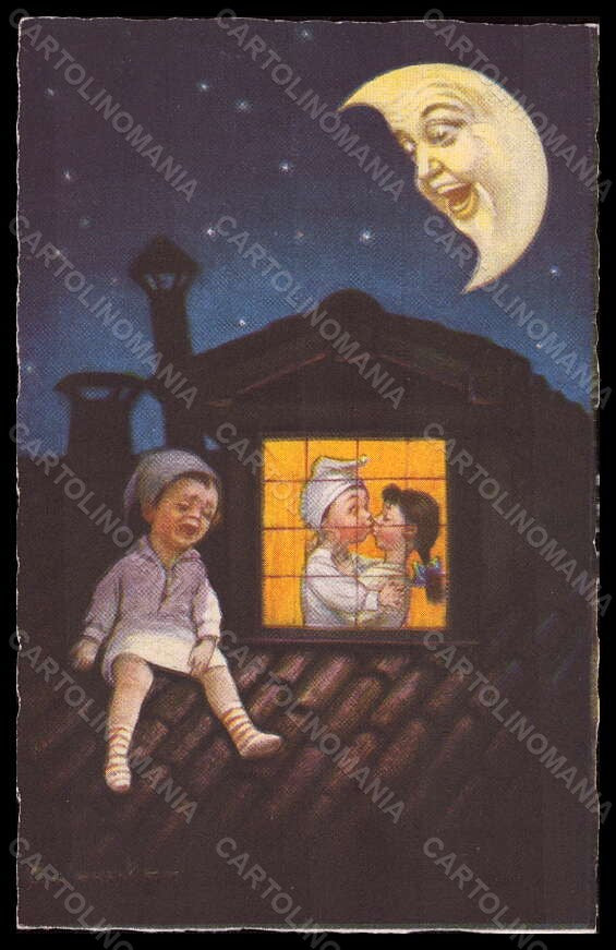 Artist Signed E. Colombo Boy Children Paper Moon serie 1907-3 pc VK5997 – fronte