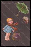 Artist Signed Illustratori E. Colombo Boy Wind Umbrella serie 1994-1 pc VK5999 – fronte