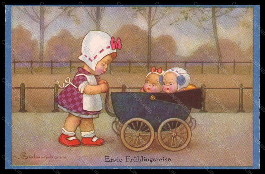 Artist Signed Illustratori E. Colombo Girl Babies Children serie 2246 pc VK6005 – fronte