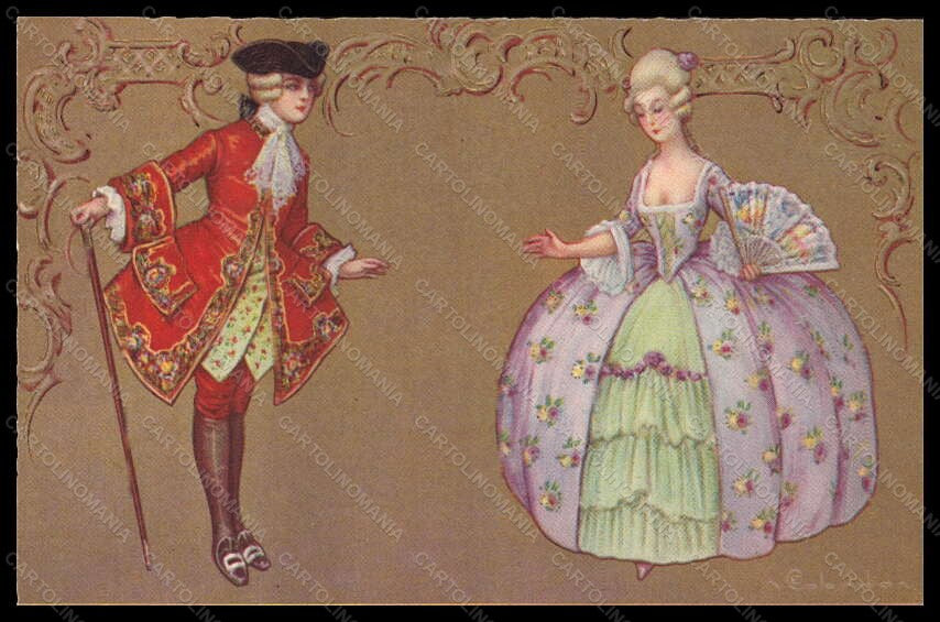 Artist Signed Illustratori E. Colombo Lady Couple serie 2120 pc VK6010 – fronte