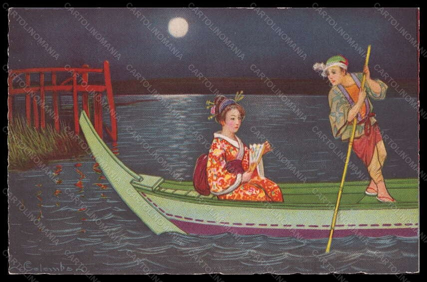 Artist Signed Illustratori Colombo Geisha Lady Japan serie 2123 postcard VK6021 – fronte
