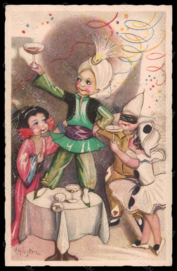 Artist Signed Chiostri Lady Children Carnival Pierrot Ballerini 303 pc VK6046 – fronte