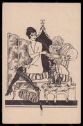 Artist Signed Illustratori Michael Zo ? Risque Lady French Bulldog Dog pc VK6071 – fronte