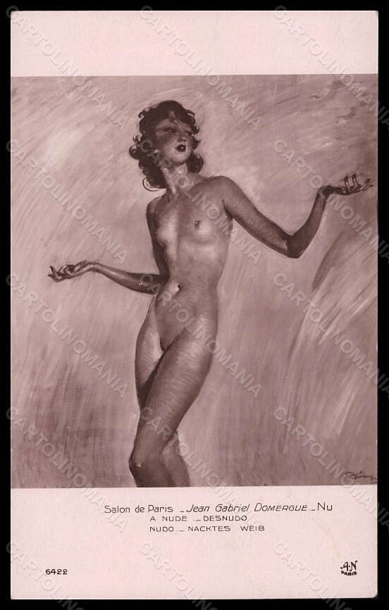 Artist Signed J. G. Domergue Nude Lady Salon de Paris Noyer serie 6422 pc VK6079 – fronte