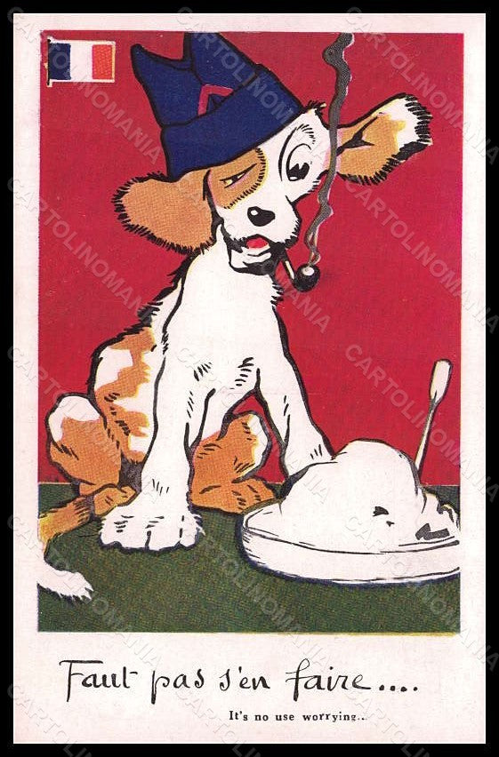Propaganda WW1 Anti German Allies Dog France Flag serie 171 pc VK6091 – fronte