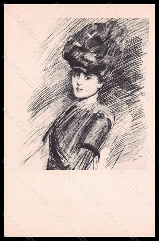 Artist Signed Illustratori P. C. F. Helleu Fashion Glamour Lady Mode pc VK6093 – fronte