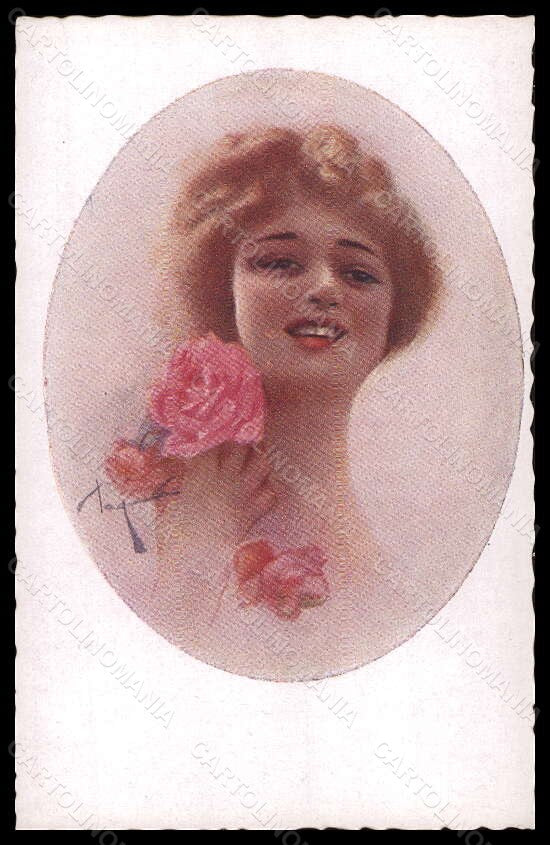 Artist Signed Illustratori Pagnotta Glamour Lady Flowers serie 1002 pc VK6095 – fronte