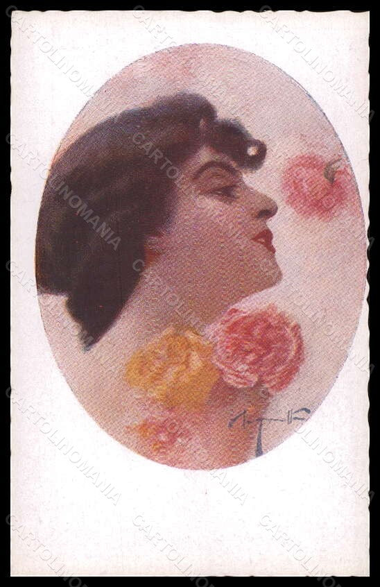 Artist Signed Illustratori Pagnotta Glamour Lady Flowers serie 1002 pc VK6096 – fronte