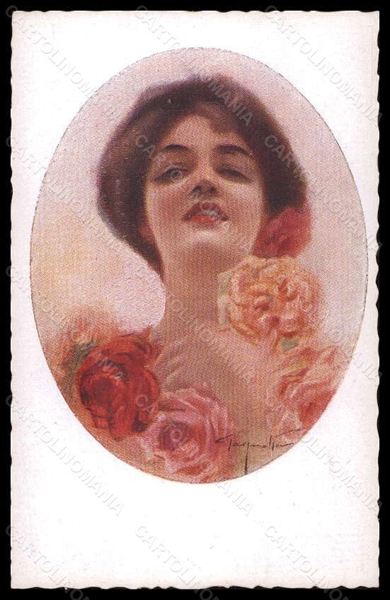 Artist Signed Illustratori Pagnotta Glamour Lady Flowers serie 1002 pc VK6097 – fronte