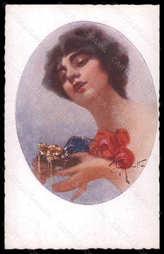 Artist Signed Illustratori Pagnotta Glamour Lady Flowers serie 1002 pc VK6098 – fronte