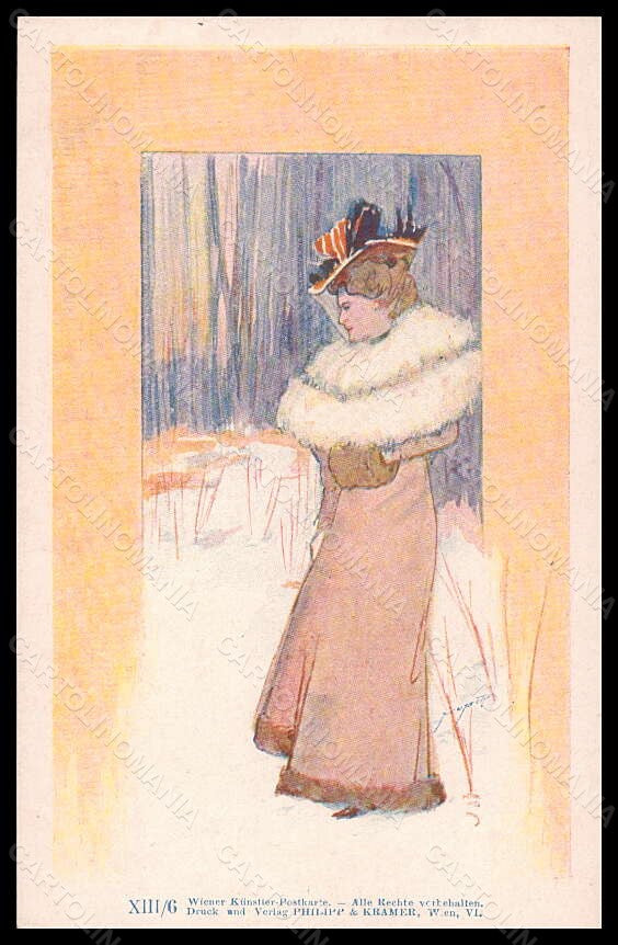 Artist Signed Konopa Fashion Glamour Lady Mode Philipp & Kramer XIII-6 pc VK6100 – fronte