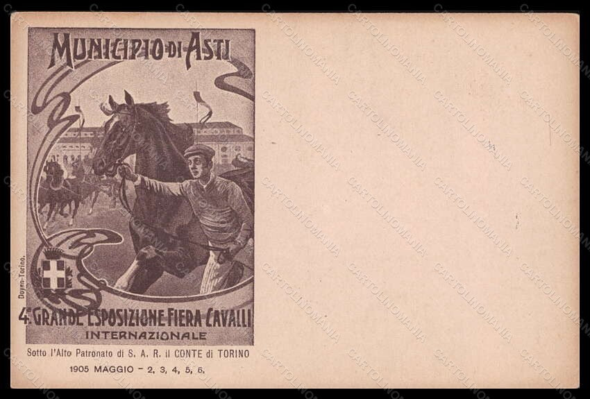 Asti città IV Expo Fiera Cavalli Horse Art Nouveau postcard VK6104 – fronte