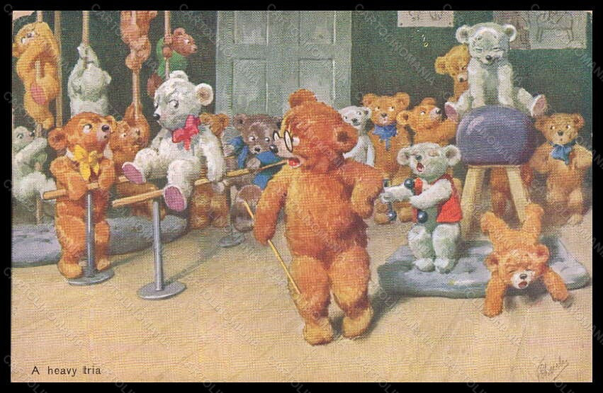 Artist Signed K. Feiertag ? Dressed Bear School BKWI 67-2 postcard VK6118 – fronte