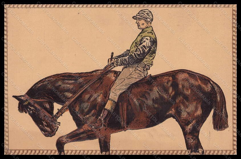 Artist Signed Illustratori Horse Rider Recing Relief serie 465 postcard VK6153 – fronte