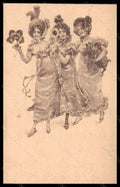 Artist Signed OPF Lady Art Nouveau Luck Pig Four-Leaf Clover Horseshoe pc VK6156 – fronte