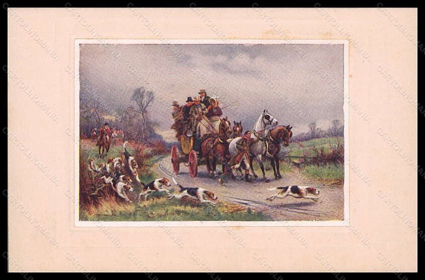 Artist Signed Fox Hounting Horse English Foxhound Dog Diligence Relief pc VK6167 – fronte