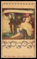 Artist Signed Kempf Art Nouveau Risque Lady serie 166-4 ABRADED pc VK6182 – fronte