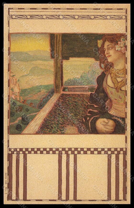 Artist Signed Kempf Art Nouveau Lady serie 166-7 postcard VK6184 – fronte