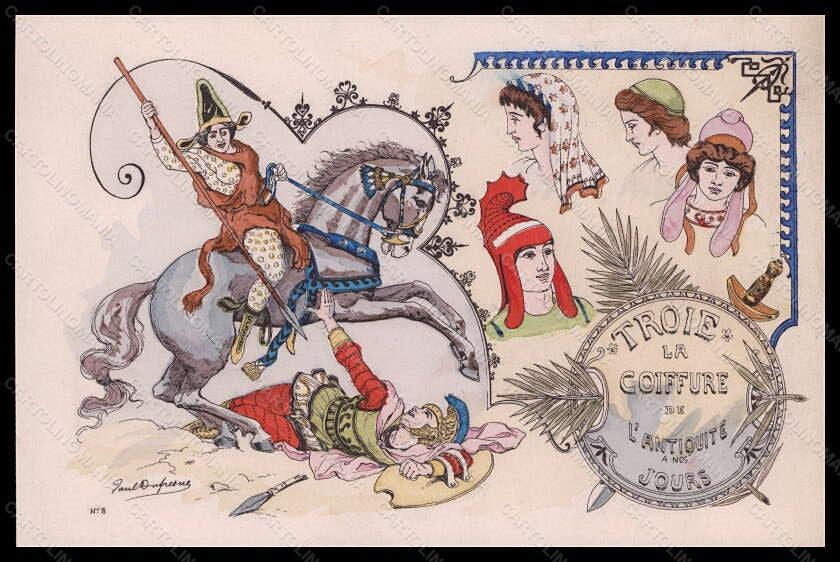 Artist Signed Dufresne Art Nouveau Coiffure Hairstyle Fashion Horse 8 pc VK6187 – fronte