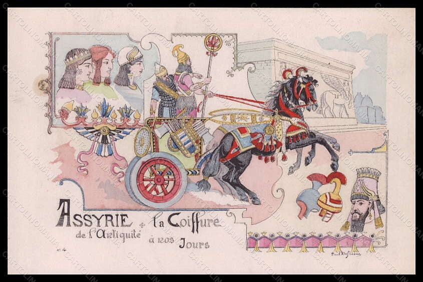 Artist Signed DuFresne Art Nouveau Coiffure Hairstyle Fashion Horse 4 pc VK6190 – fronte