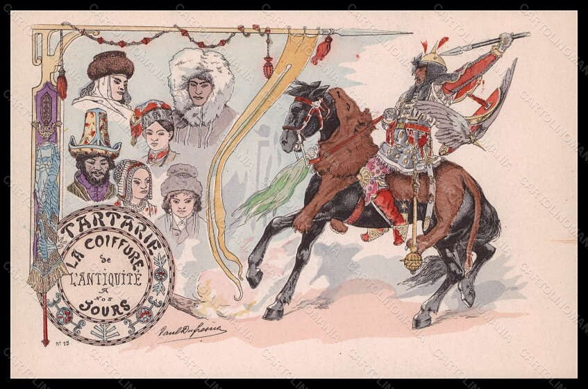 Artist Signed DuFresne Art Nouveau Coiffure Hairstyle Fashion Horse 15 pc VK6200 – fronte