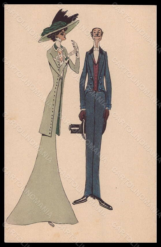 Artist Signed FSG Polzin ? Fashion Glamour Skinny Lady Mode WRINKLE pc VK6202 – fronte