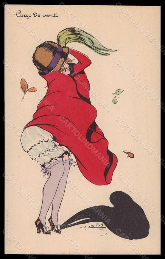 Artist Signed Naillod Fashion Glamour Lady Mode Coup de Vent 123-5 pc VK6211 – fronte