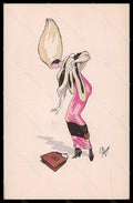 Artist Signed Plum Fashion Glamour Lady Mode Hand Painted G H Paris pc VK6212 – fronte