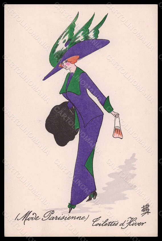 Artist Signed Illustratori Bill Fashion Glamour Lady Mode Paris postcard VK6233 – fronte
