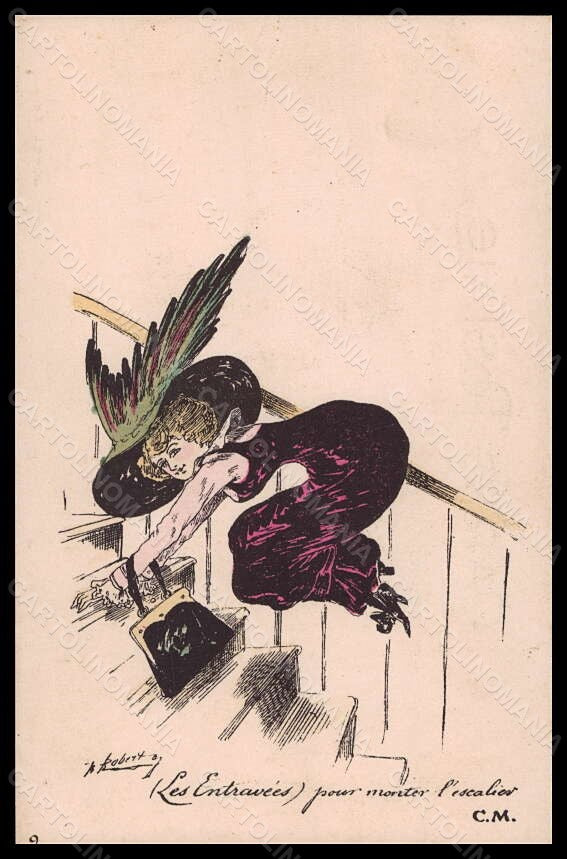 Artist Signed Roberty Fashion Glamour Lady Mode Entraveer Hand Painted pc VK6257 – fronte