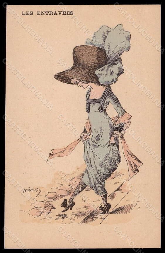 Artist Signed Roberty Fashion Glamour Lady Mode Entraveer Hand Painted pc VK6259 – fronte