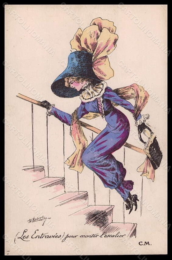 Artist Signed Roberty Fashion Glamour Lady Mode Entraveer Hand Painted pc VK6260 – fronte