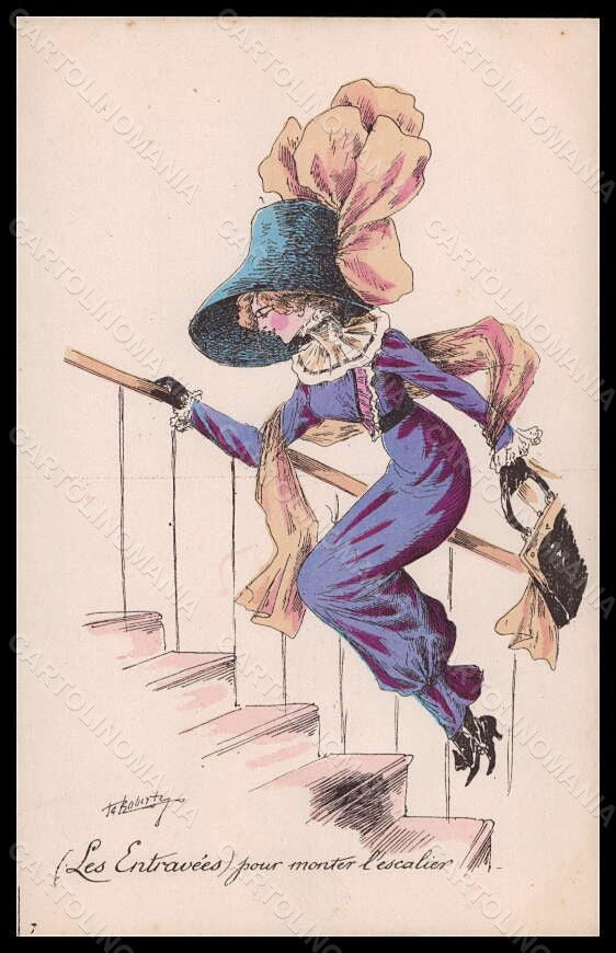 Artist Signed Roberty Fashion Glamour Lady Mode Entraveer Hand Painted pc VK6261 – fronte