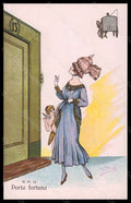 Artist Signed Minos Fashion Glamour Lady Mode Cupid Luck 6004 postcard VK6268 – fronte