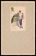 Artist Signed F. Cantori Fashion Glamour Lady Mode Peacock serie 2213 pc VK6270 – fronte