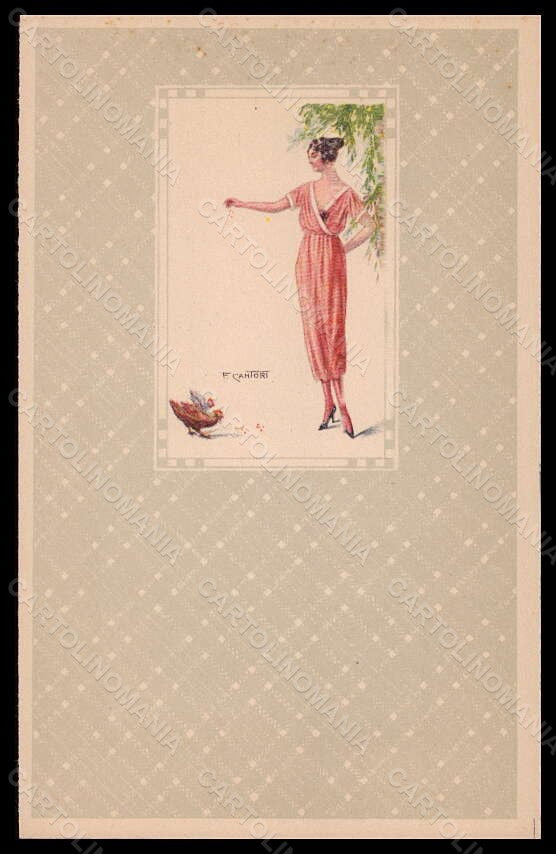 Artist Signed F. Cantori Fashion Glamour Lady Mode Hen serie 2213 pc VK6272 – fronte