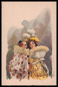 Artist Signed Lady Pierrot Carnival serie 4855 ABRADED postcard VK6307 – fronte