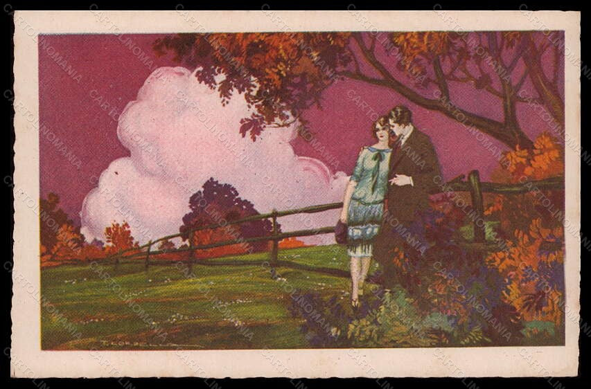 Artist Signed T. Corbella Romantic Couple Lady Art Deco Degami 66 pc VK6341 – fronte