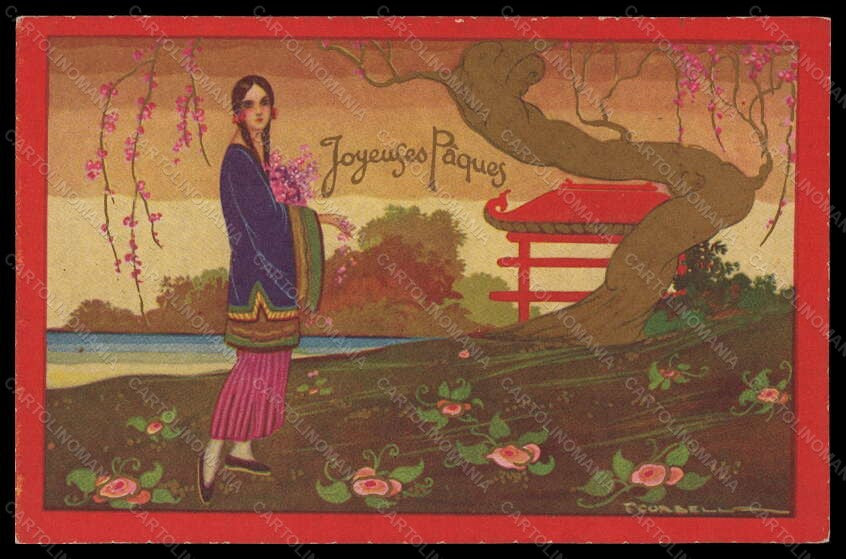 Artist Signed Corbella Fashion Glamour Chinese Lady Degami 3529 postcard VK6343 – fronte