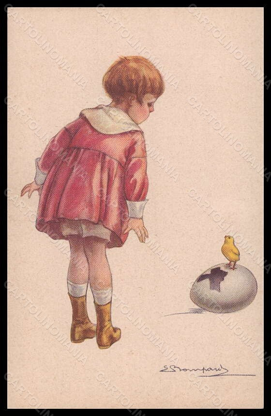 Artist Signed Illustratori Bompard Girl Easter Eggs serie 418-5 postcard VK6362 – fronte