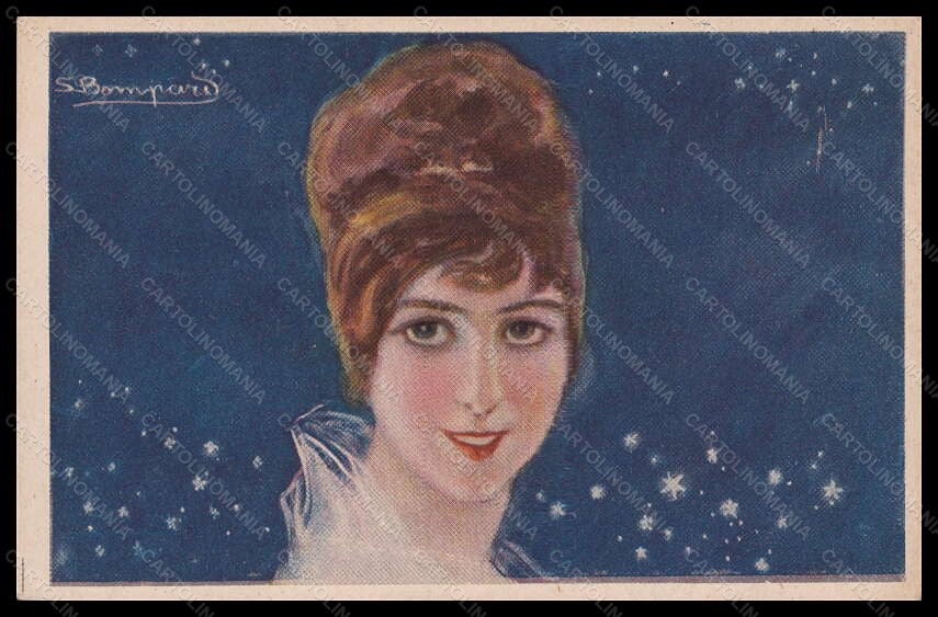 Artist Signed Bompard Fashion Glamour Lady Mode serie 466-6 postcard VK6368 – fronte