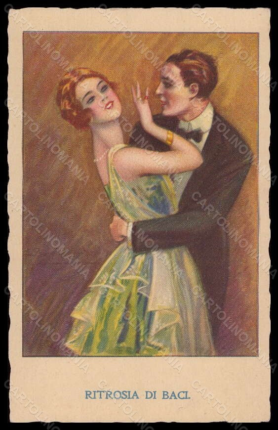 Artist Signed Bompard Romantic Couple Kiss serie 1749-1 postcard VK6375 – fronte