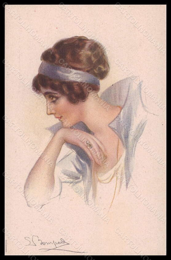 Artist Signed Bompard Fashion Glamour Lady serie 977-4 postcard VK6376 – fronte