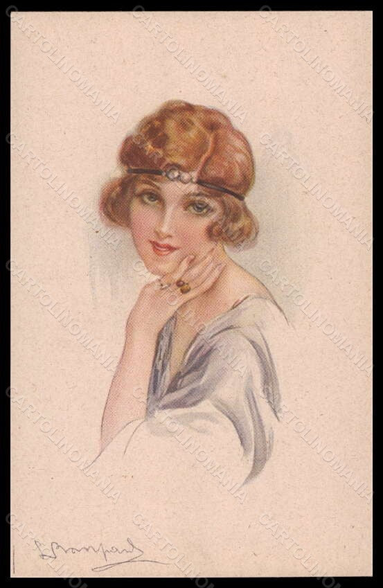 Artist Signed Bompard Fashion Glamour Lady serie 955-3 postcard VK6379 – fronte