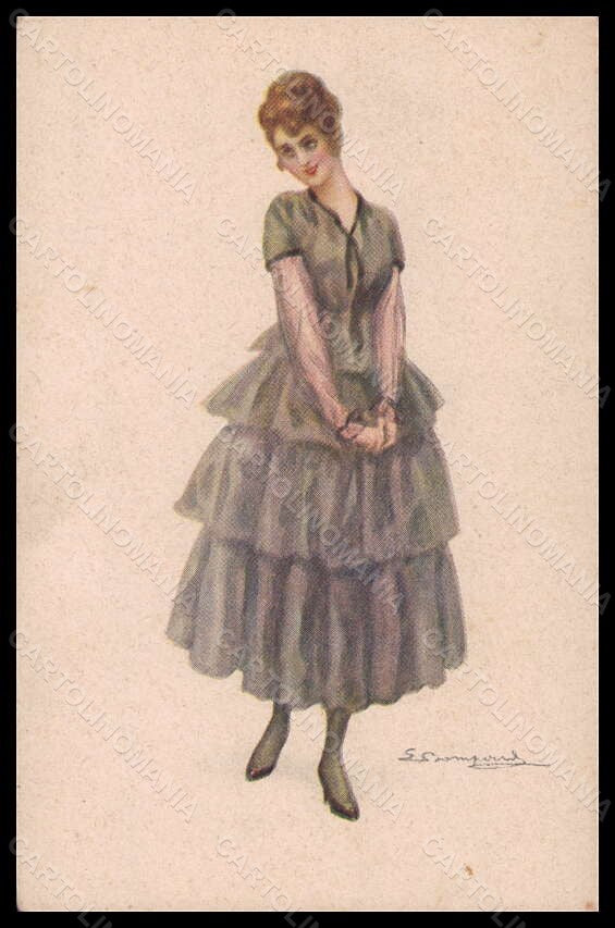 Artist Signed Bompard Fashion Glamour Lady serie 928-1 postcard VK6382 – fronte