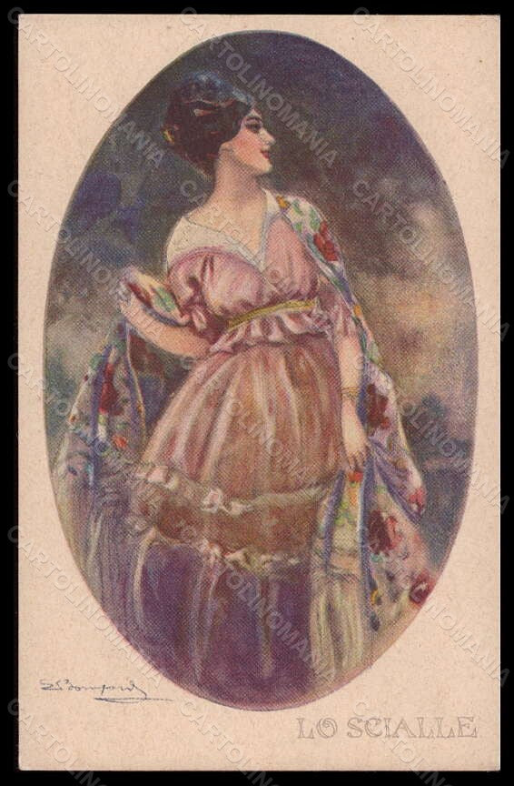 Artist Signed Bompard Fashion Glamour Lady Mode serie 907-4 postcard VK6393 – fronte