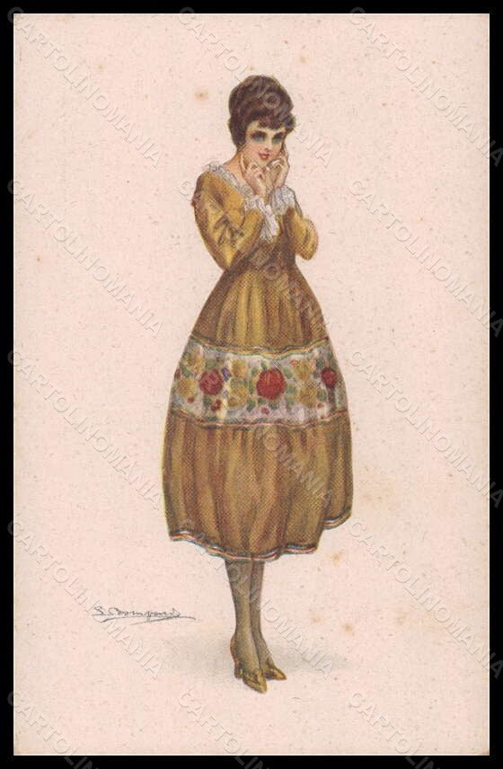 Artist Signed Bompard Fashion Glamour Lady serie 928-5 postcard VK6397 – fronte