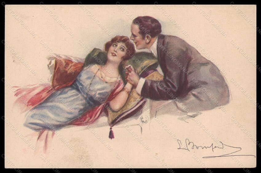 Artist Signed Bompard Romantic Couple Lady serie 947-6 postcard VK6399 – fronte